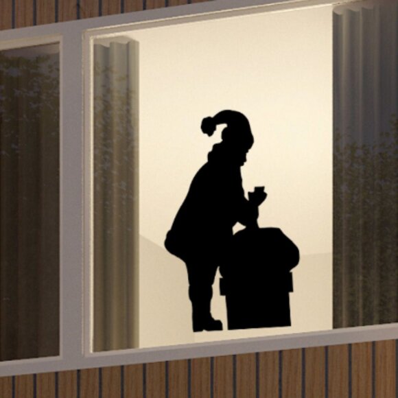 Santa Claus and Gift Sack Window Cling Silhouette decal:Christmas Decor|Christma - Picture 1 of 6